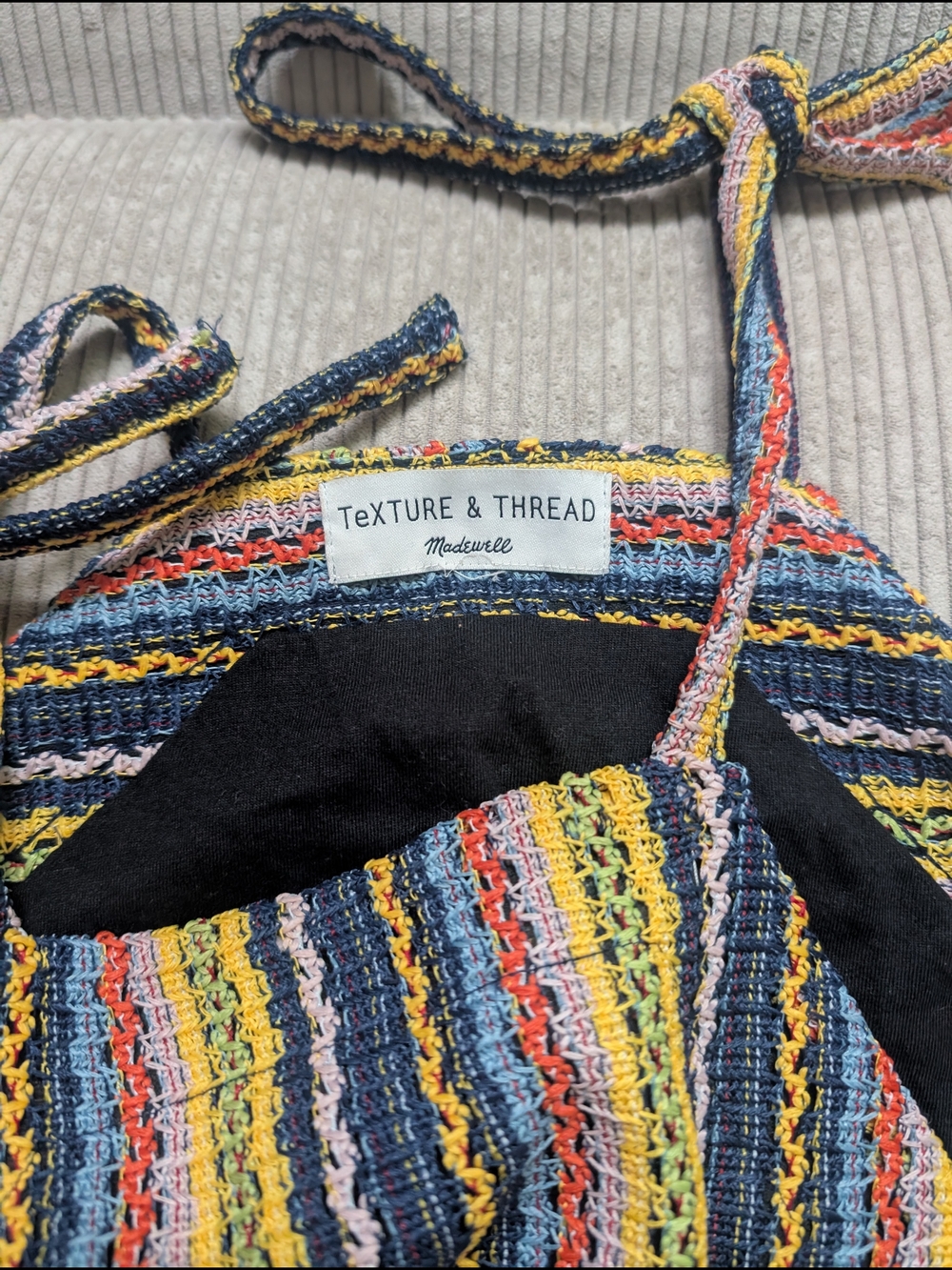 Madewell Texture And Thread Striped Tie-Shoulder Knit Tank - Picture 3 of 5